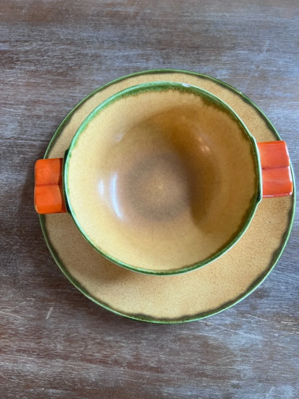 𝑬𝒙𝒓𝒆𝒎𝒆𝒍𝒚 𝑹𝒂𝒓𝒆 Egersund Art Deco 1930s Pottery Bowl and Saucer Norway - Picture 3 of 12